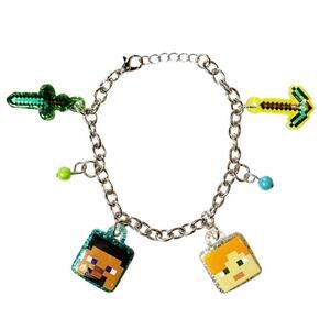 LUV HER 7" Minecraft Bracelet with Metal Charms - Minecraft -Ages 3+